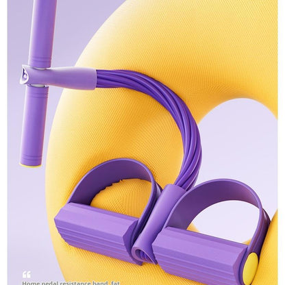 6-Strand Heavy Duty Abdominal Crunch Fitness Equipment – Leg & Core Workout, Sit-Up Assist, Home Gym Exercise, Non-Slip Foot Pedal & Resistance Bands (Portable)