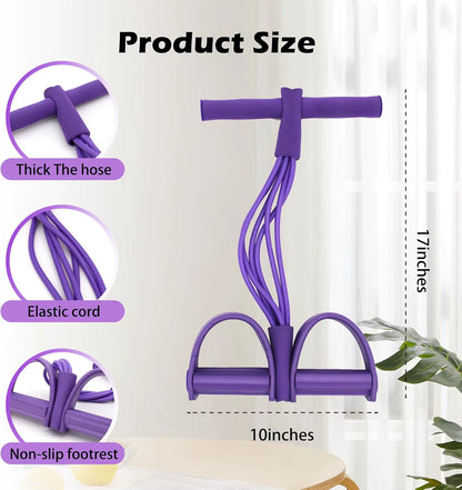 Puller Resistance Bands, 6 Tubes Elastic Yoga Pedal Puller Resistance Bands for Abdominal Waist Arm Leg Stretching Slimming Trai