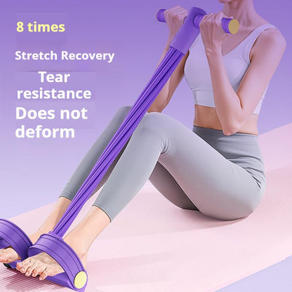 6-Strand Heavy Duty Abdominal Crunch Fitness Equipment – Leg & Core Workout, Sit-Up Assist, Home Gym Exercise, Non-Slip Foot Pedal & Resistance Bands (Portable)